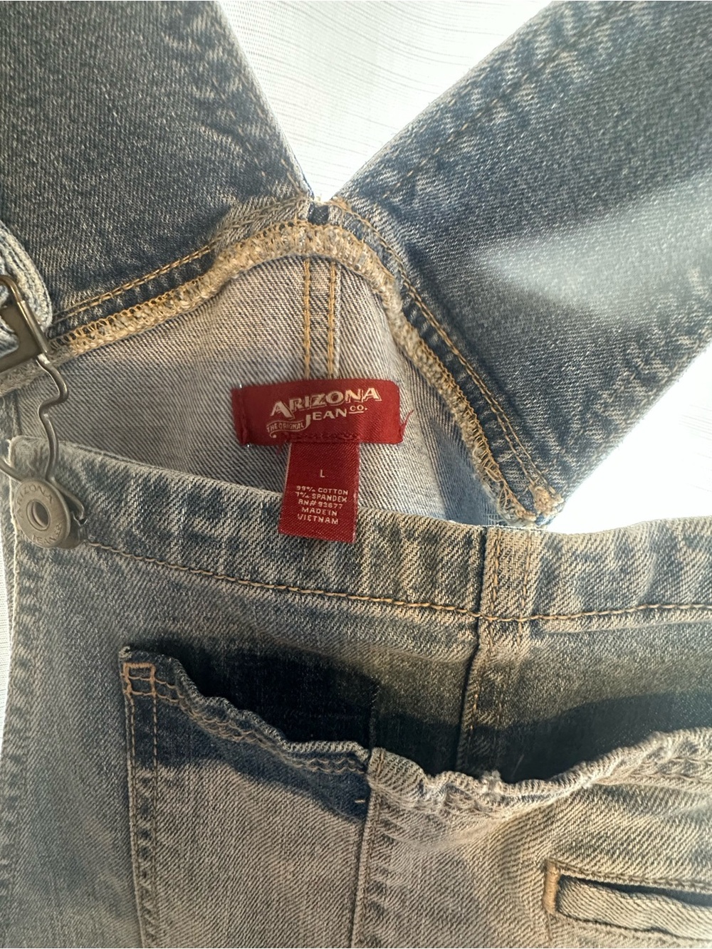 Arizona Jean Company Light Blue Denim Overalls with Front Pocket